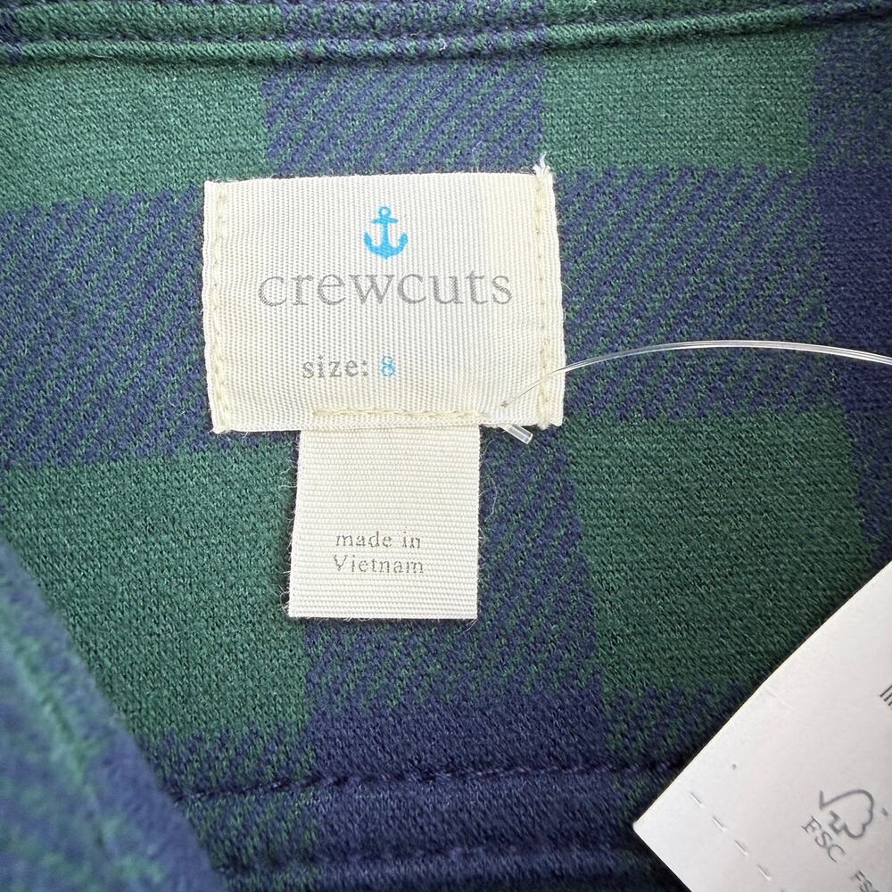 Crewcuts Shirt Jacket Boys 8 Green Blue Buffalo Check Flannel Cabincore NWT - Picture 4 of 6